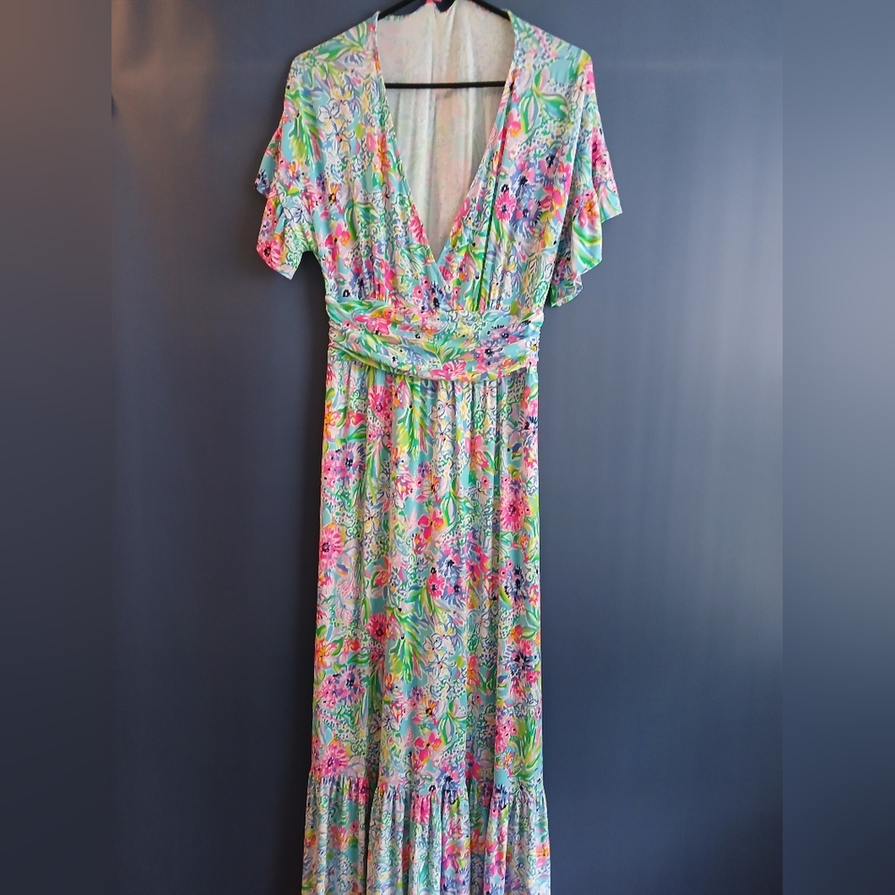 Lilly Pulitzer Jessi Midi Dress Amalfi Blue Alligator Isle